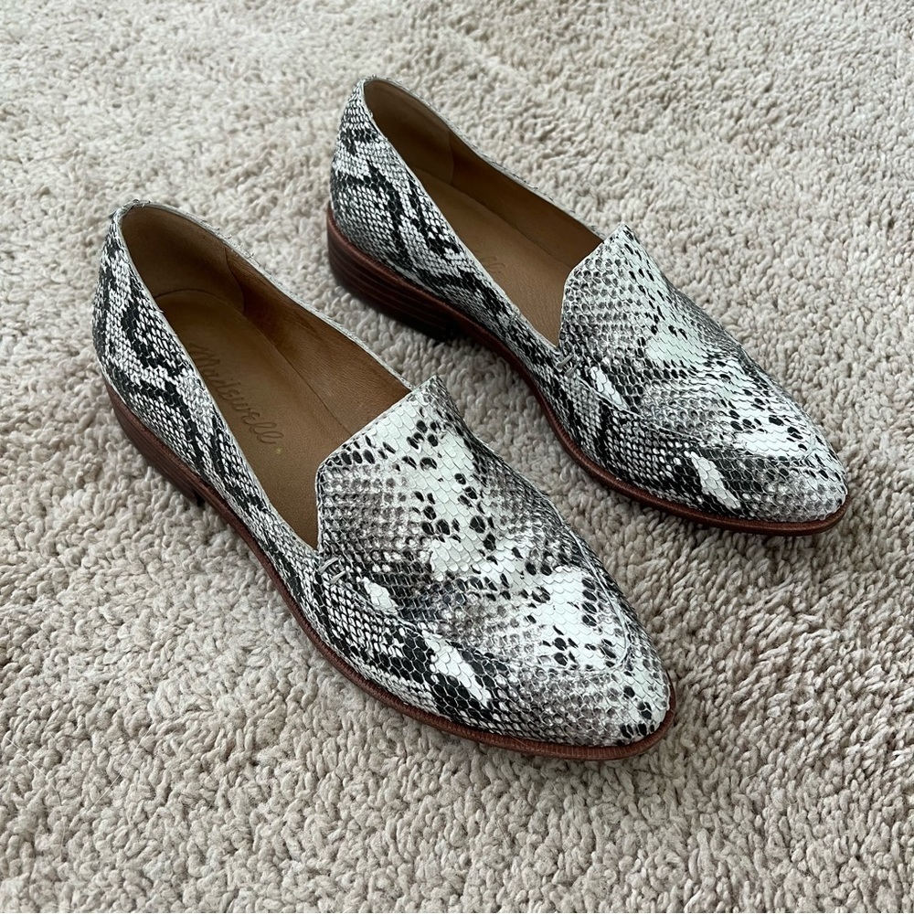 Madewell The Frances Loafer Women’s 5.5 Stamped Snakeskin Heel Animal Gray - Picture 9 of 10